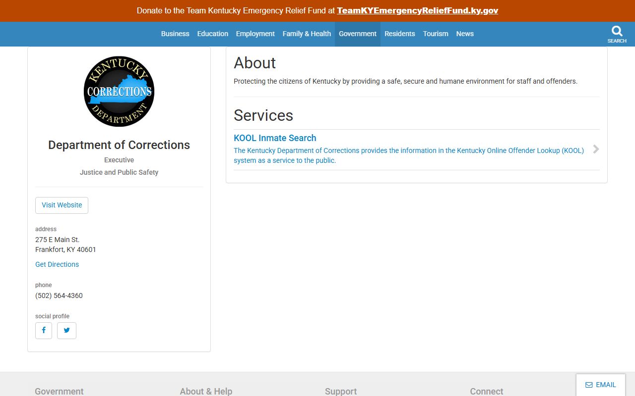 Lincoln County inmate search Kentucky Department of Corrections