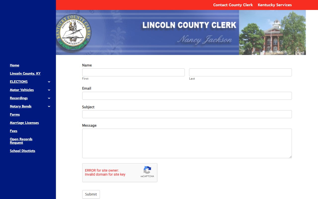 Lincoln County marriage and divorce records County Clerk contact form