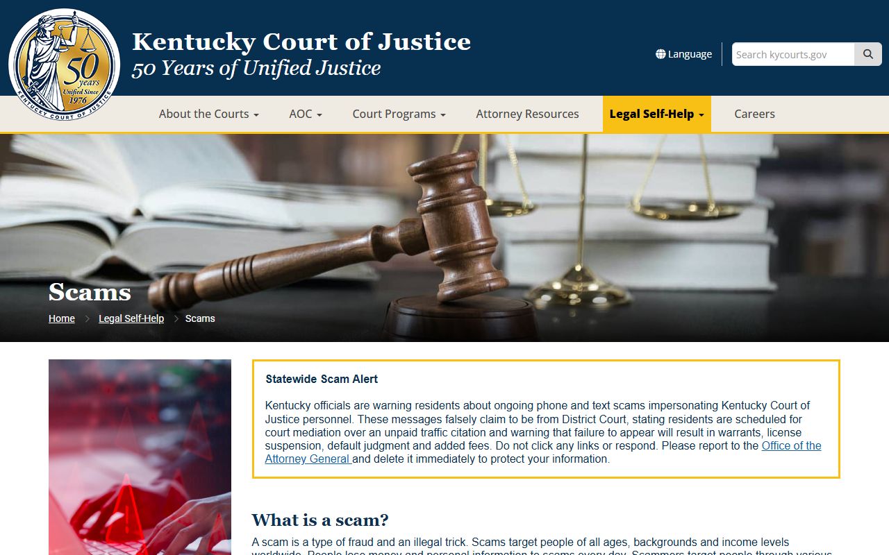 Lincoln County warrant search Kentucky court scam warning